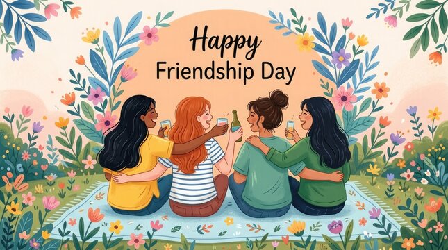 Happy international friendship day celebrating togetherness and joyful moments