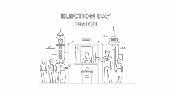 People waiting in line at voting station on election day