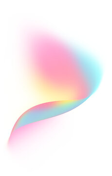 Holographic pastel abstract rainbow gradient overlay wave liquid element on transparent background