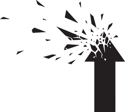 Shattered Black Arrow Breaking Upward Explosion