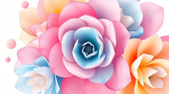 Vibrant Gradient Floral Shape Abstract Wallpaper with Smooth Botanical Color Transitions