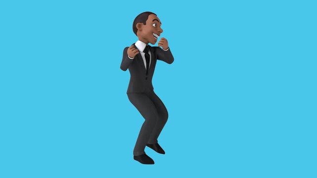 Fun 3D cartoon business man dancing (with alpha channel)