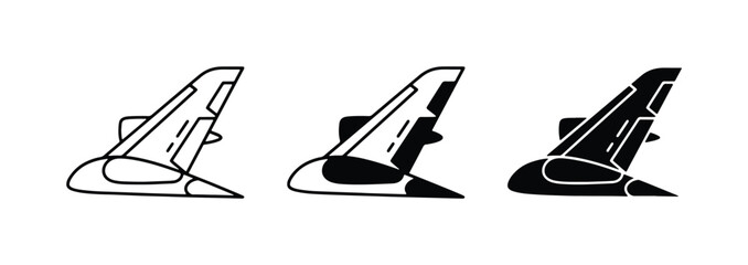 Airplane Tail Fin Icons, Aviation Symbols, Aircraft Vertical Stabilizer Vector Set © Tanvir