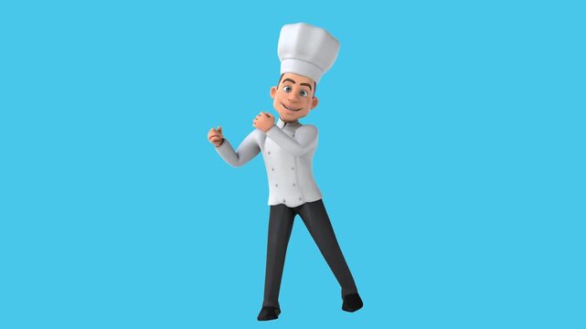 Fun 3D cartoon chef dancing (with alpha channel)