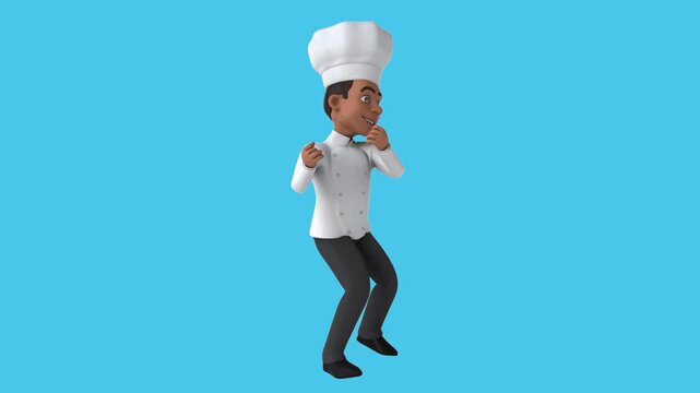 Fun 3D cartoon chef dancing (with alpha channel)