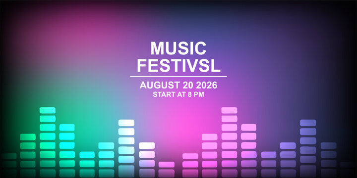 Music festival abstract gradient geometric shape  card, banner template. Event poster set for social media, tomorrowland, glastonbury, advertisement, billboard, ads. Music fest flyer promotion design.