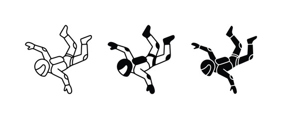 Skydiver Vector Icons, Freefall Silhouette, Adrenaline Sport Graphics © Emran