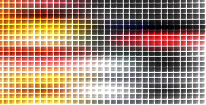 Vibrant pixelated German flag design on a white background with colorful squares