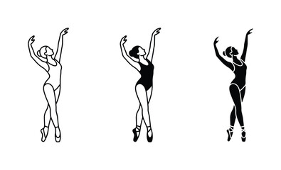 Elegant Ballet Dancers, Graceful Poses, Vector Silhouettes, Performance Art Illustrations © Tanvir