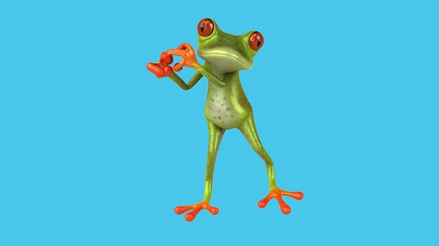 Fun 3D cartoon frog dancing (with alpha channel)