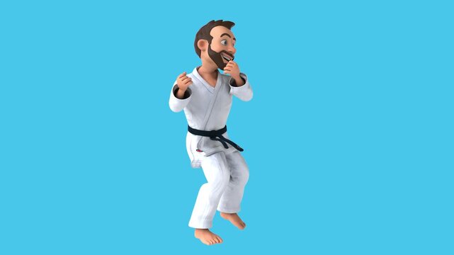 Fun 3D cartoon karate fighter dancing (with alpha channel)