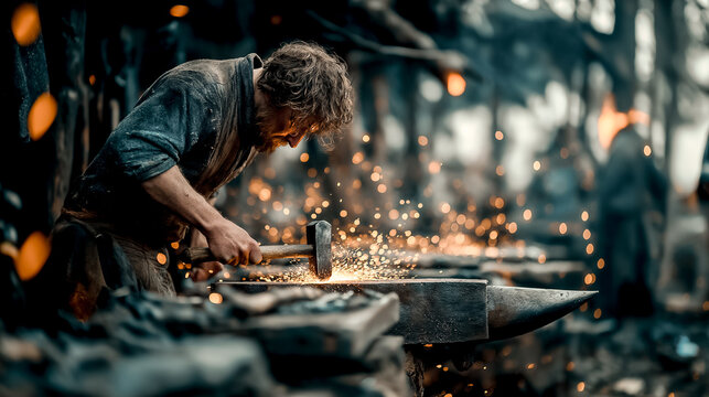 blacksmith forging sword