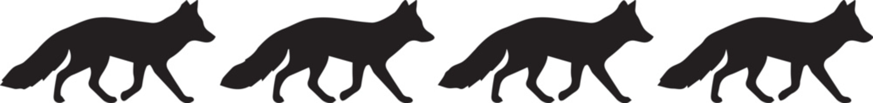 Seamless pattern of walking fox silhouettes repeating animal illustration wildlife silhouette repeating illustration background collection creature movement