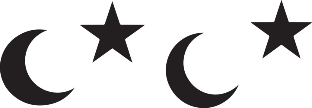 Crescent moons and stars graphic elements with graphic resources crescent celestial astronomy illustration silhouette abstract midnight astrology symbolic