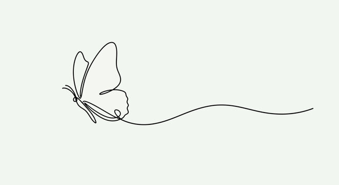 Minimalist butterfly line art on white background