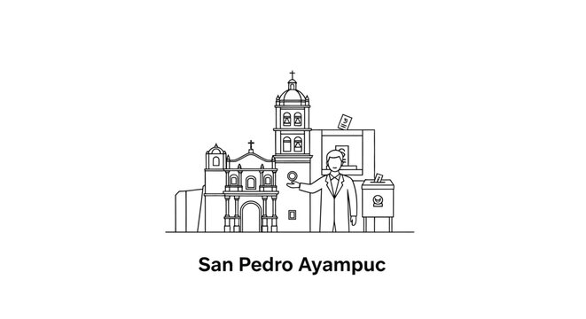 Male figure standing in front of historic colonial church