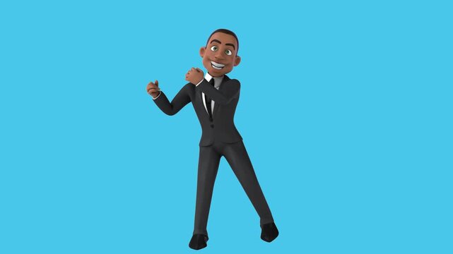 Fun 3D cartoon business man dancing (with alpha channel)
