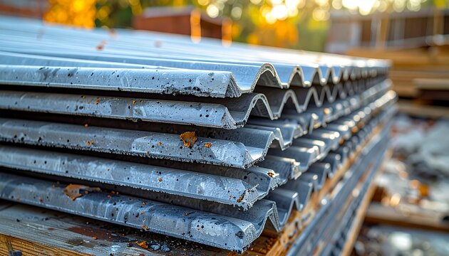 Roofing Sheets Stacked at Construction Area