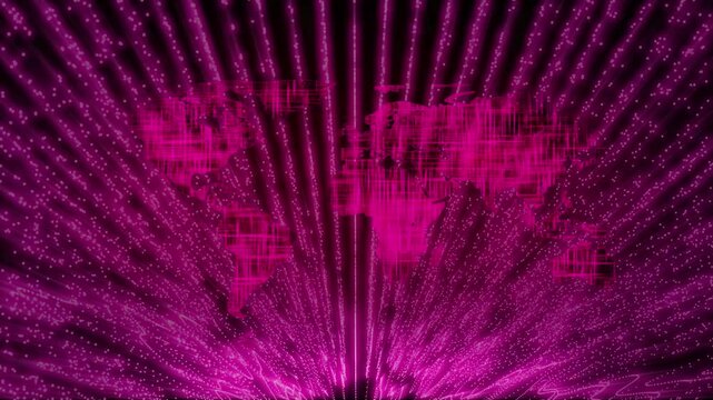Pink technology network big data background with digital grid animation.