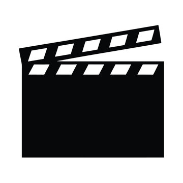 Black and white illustration of a traditional film clapperboard used in movies