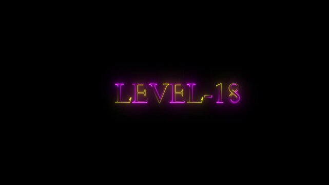 Level 18 Purple and Yellow Glowing Neon Text Intro , with video animation.
