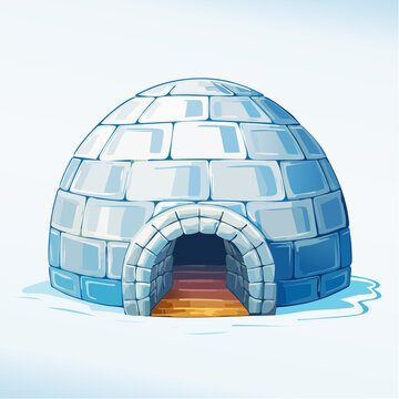Illustration of a traditional igloo made of ice blocks