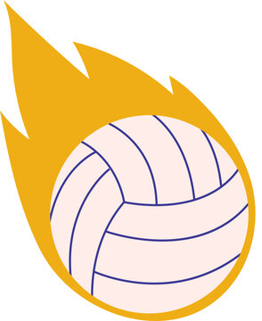 Volleyball Indonesia National Sports Day Fire Ball Illustration