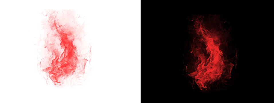 Red Glowing Fire Flame Smoke Effect on White and Black Background