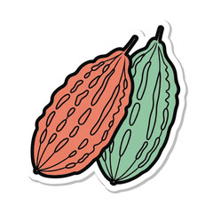 Fototapeta premium Colorful illustration of cocoa pods.