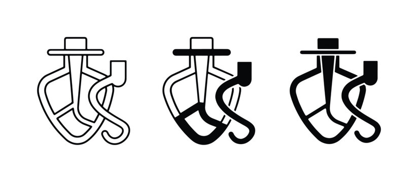 Kitchen Mixer Icons, Stand Mixer Symbols, Baking Appliance Line Art, Vector Set