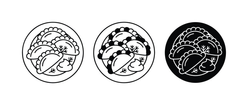 Dumpling Icons, Pierogi Set, Vareniki Graphics, Eastern European Food Vector Art