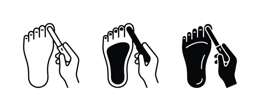 Foot Care Icons: Pedicure, Callus Removal, Foot Scrubbing, Hygiene, Health