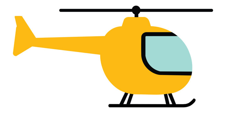 Yellow cartoon helicopter on white background simple illustration