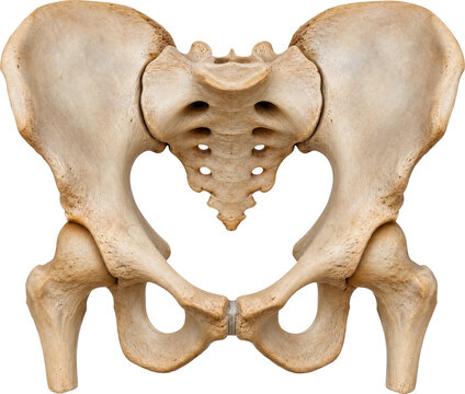 Human pelvis and hip bone anatomy isolated on transparent background