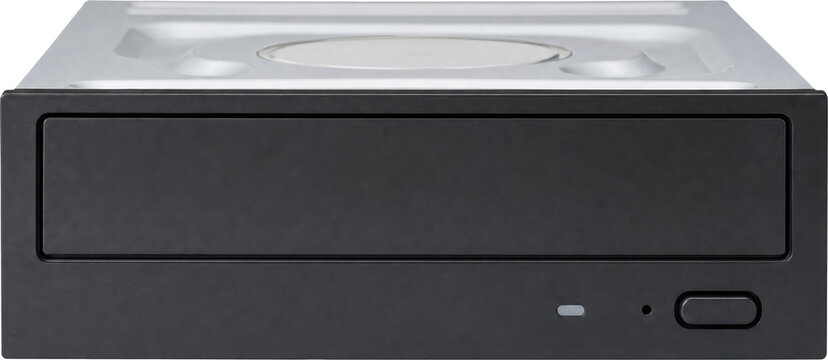 Internal computer optical drive for DVD and CD isolated on transparent background