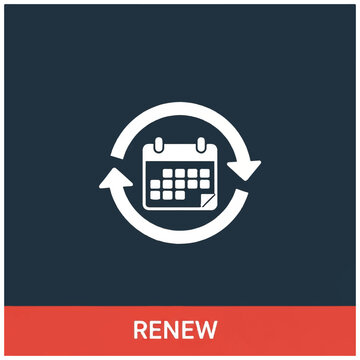 Renewal calendar icon with arrows.