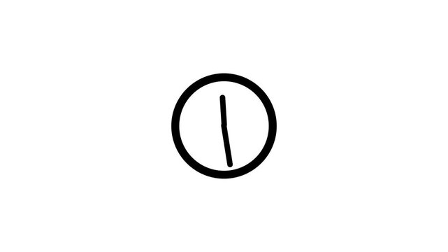 Minimalist wall clock animation with rotating hands on white background, 2D flat style, with video animation.