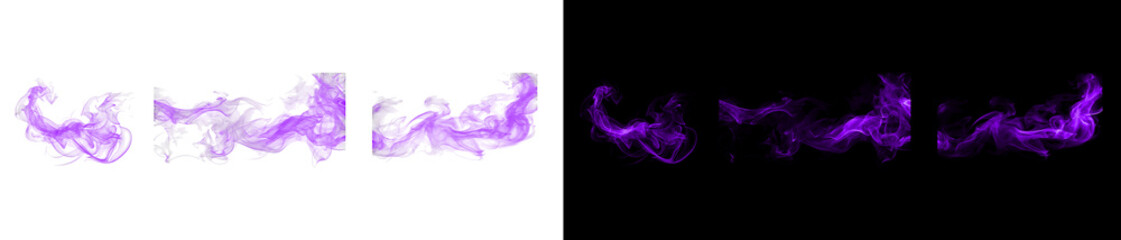 Purple magic smoke trails with noise texture isolated on dark surface. © Ontime Rahela