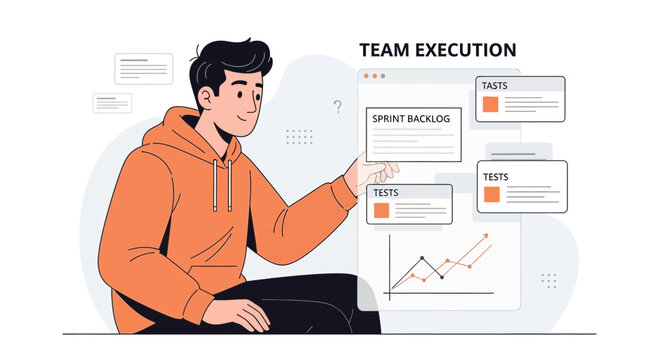 Agile project management with team execution and sprint backlog