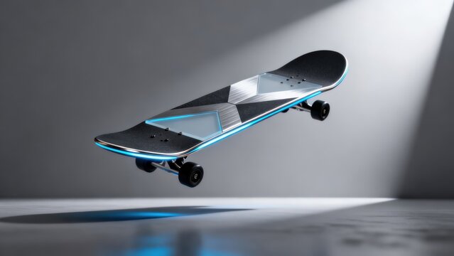 Modern skateboard with glowing design