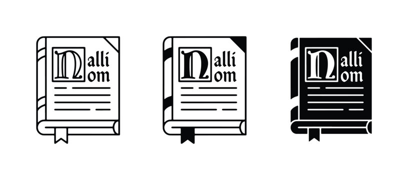 Book Icons Set: Dictionary, Lexicon, Glossary, Reference Book, Knowledge, Learning, Information