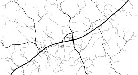 Obraz premium Abstract network of roads and paths on a white background.