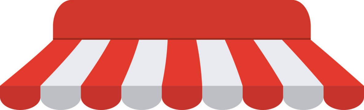 striped awnings for shop and marketplace.