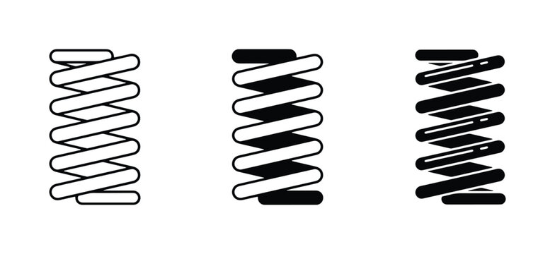 Coil Spring Icons, Mechanical Component Vector Graphics, Industrial Element Set