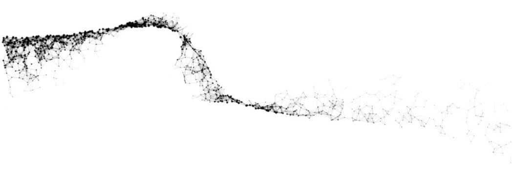 Vector abstract flowing black plexus network wave on white transparent background for technology digital science and artificial intelligence concept