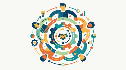 Obraz premium Business Teamwork Synergy and Collaboration Concept Vector