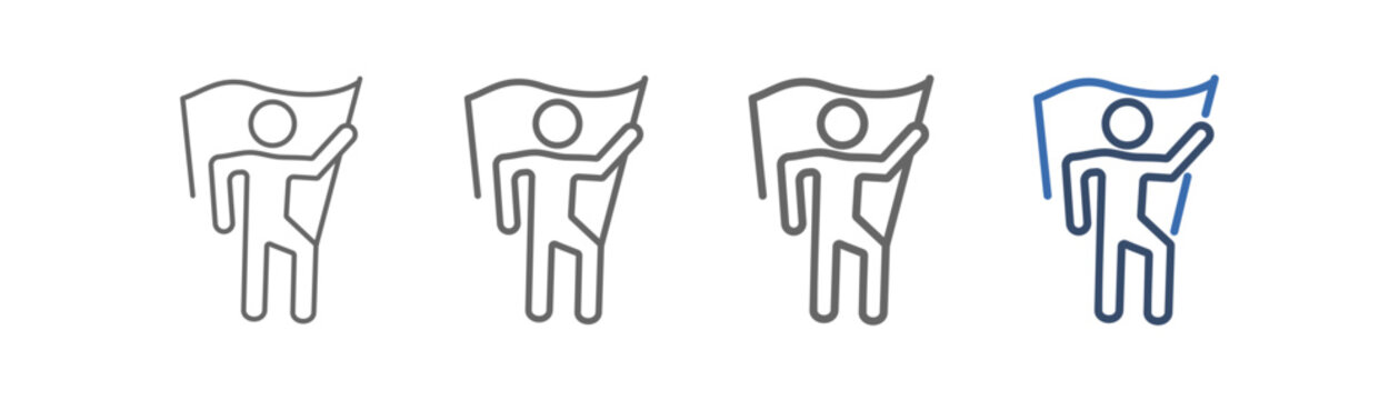 
outline icon set navigator with people and flag design
