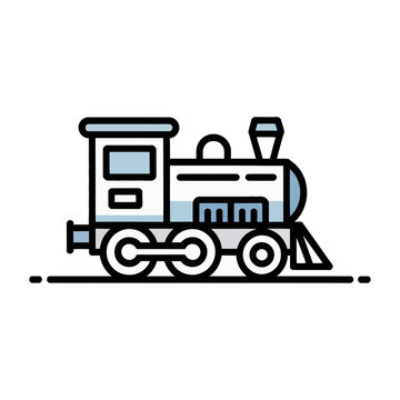 Retro steam locomotive train chugging on tracks flat design vector