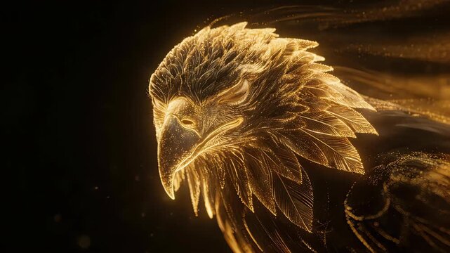Golden glowing eagle head