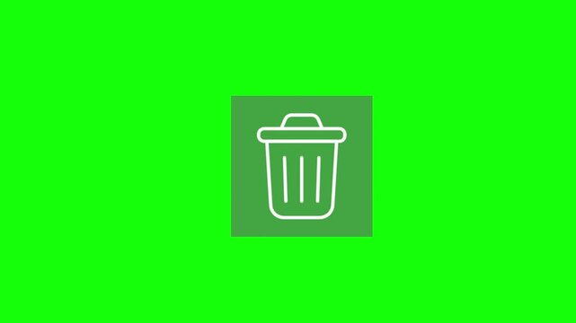 Animated icons of a green trash can and colorful recycling bins, emphasizing waste management and environmental responsibility.